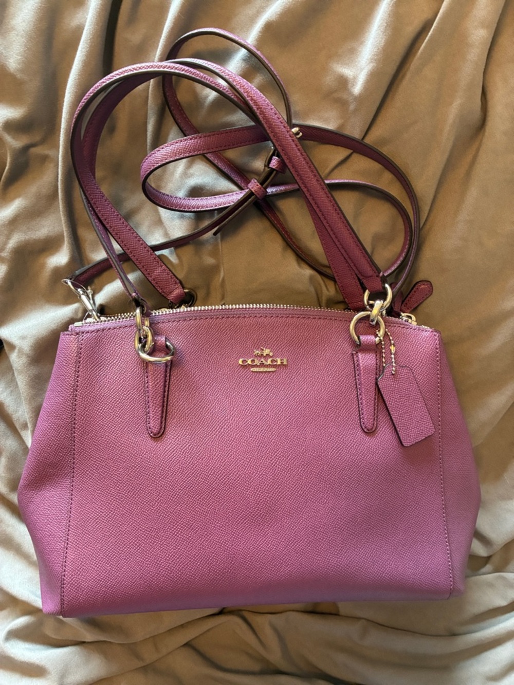 Coach Leather Shoulder Bag with Gold Hardware